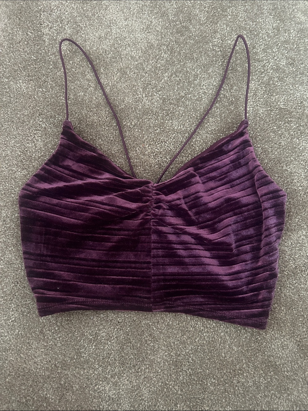 wild fable Purple Velvet Ribbed Crop Top
